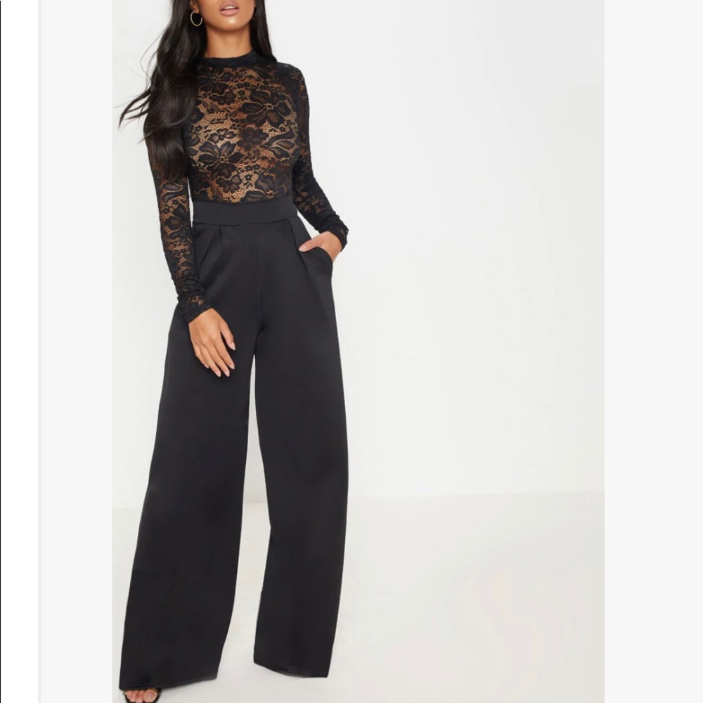 Black Jumpsuit Lace Long Sleeved